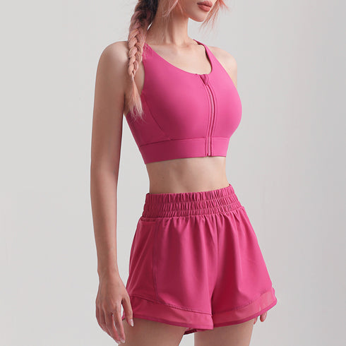 Women's Sport Quick Dry Zipper Bra Detachable Bra Pads