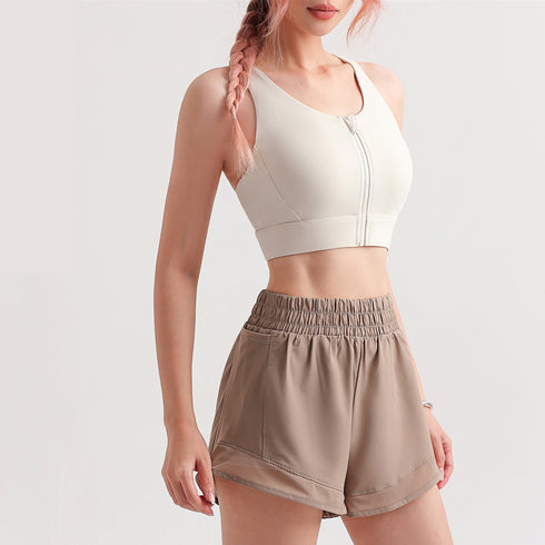 Women's Sport Quick Dry Zipper Bra Detachable Bra Pads