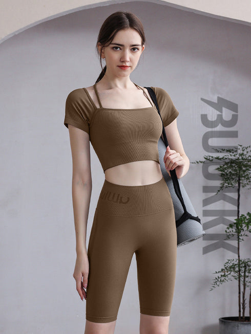 Women's Sport Skinny Breathable T-shirt Shorts Yoga Suits
