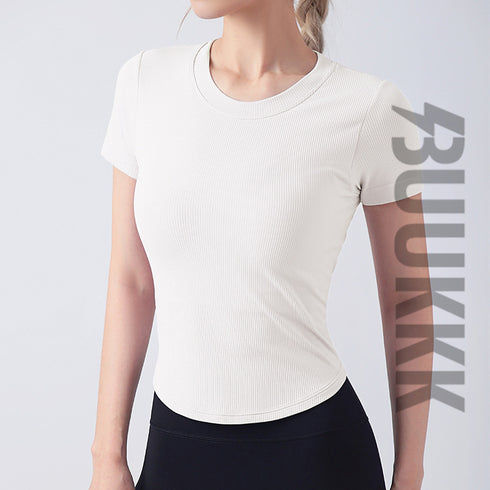 Women's Sport Skinny Slim Yoga T-Shirt with Bra Pads