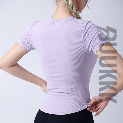Women's Sport Skinny Slim Yoga T-Shirt with Bra Pads