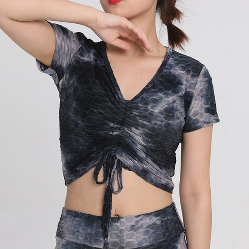 Women's Sport Yoga Tie-dye Drawstring T-Shirt