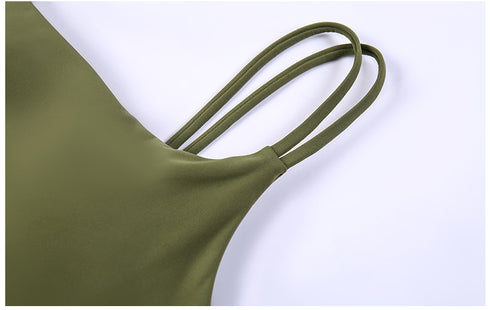 Women's Sports Bras Fitness Exercise Running U Neck Bra Pads