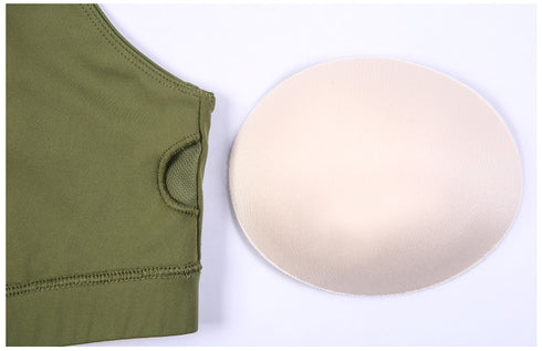 Women's Sports Bras Fitness Exercise Running U Neck Bra Pads