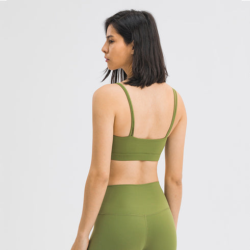 Women's Sports Bras Fitness Exercise Running U Neck Bra Pads