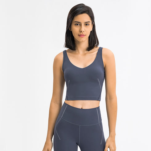 Women's Sports Fitness Running Yoga Crop Tank with Pads