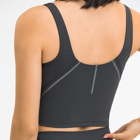 Women's Sports Fitness Running Yoga Crop Tank with Pads