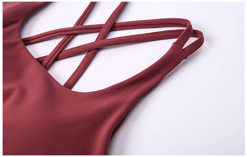 Women's Sports Fitness Spaghetti Strap Padded Bra