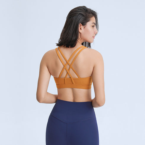 Women's Sports Fitness Spaghetti Strap Padded Bra