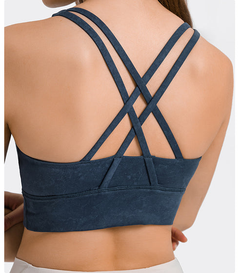 Women's Sports Padded Bra Cross Back Sports Bra Top
