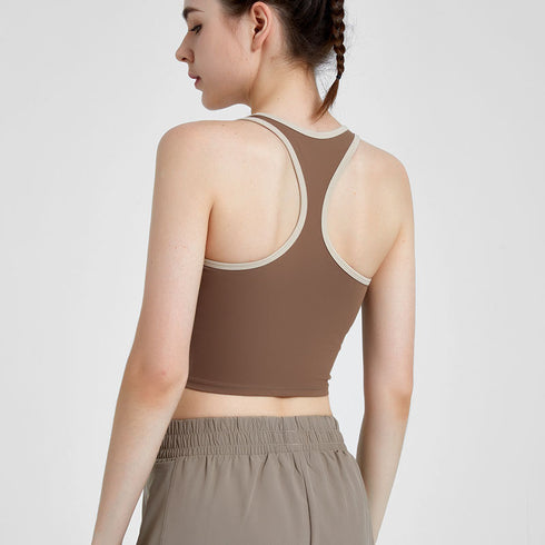 Women's Sports Quick Dry Crop Tank Top with Bra Pads