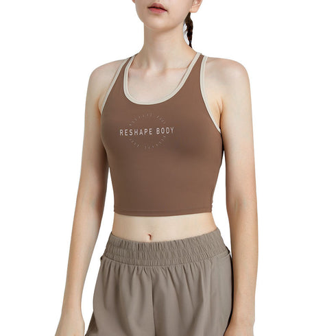 Women's Sports Quick Dry Crop Tank Top with Bra Pads