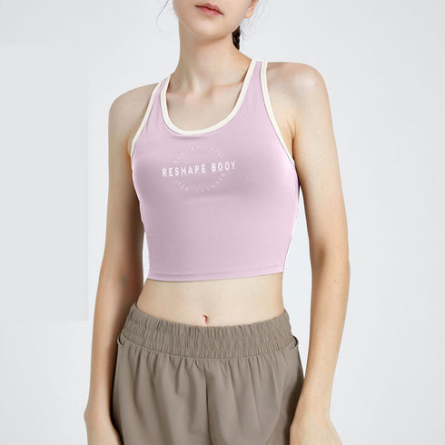 Women's Sports Quick Dry Crop Tank Top with Bra Pads