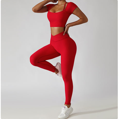 Women's Sports Quick Dry T-shirt Lift Hips Pant Yoga Suits