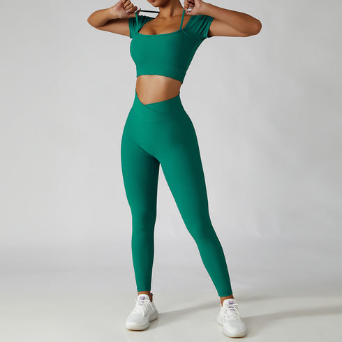 Women's Sports Quick Dry T-shirt Lift Hips Pant Yoga Suits