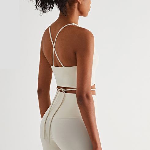 Women's Sports Running Criss Cross Back Spaghetti Strap Tank