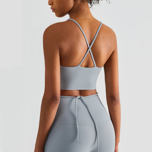 Women's Sports Running Criss Cross Back Spaghetti Strap Tank