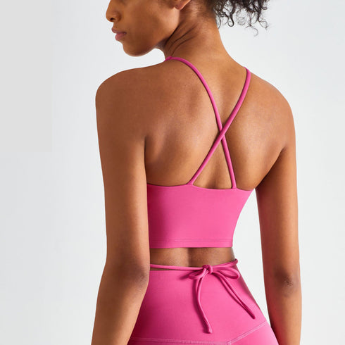 Women's Sports Running Criss Cross Back Spaghetti Strap Tank