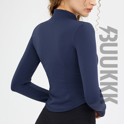 Women's Stand Collar Zipper Fitness Running Track Jacket