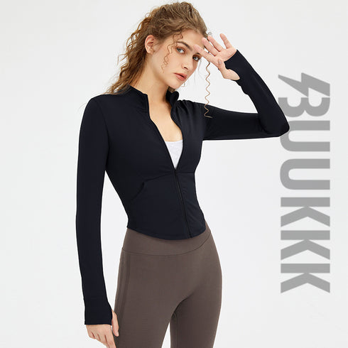 Women's Stand Collar Zipper Fitness Running Track Jacket