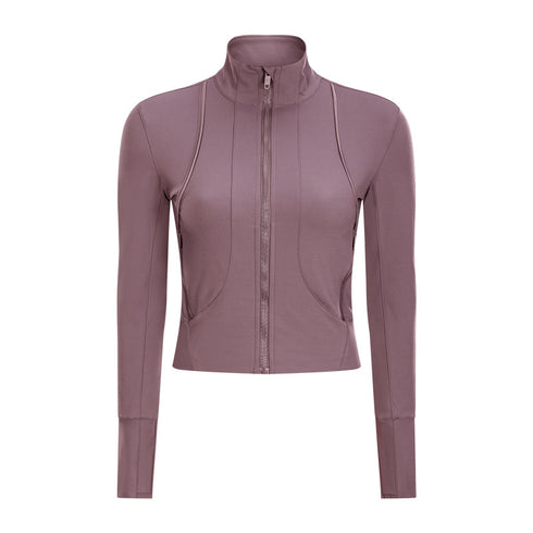 Women's Standing Collar Zipper Running Track Jacket