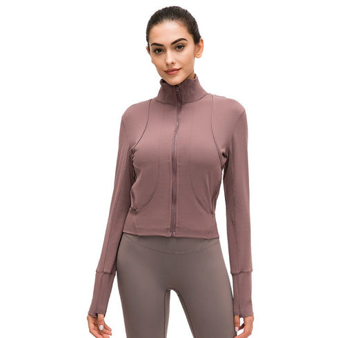 Women's Standing Collar Zipper Running Track Jacket