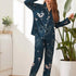 Women's Stretchy Loungewear Button Tops Pajama Sets