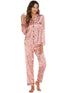 Women's Stretchy Loungewear Button Tops Pajama Sets