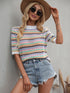 Women's Stripes Hollow Out Patchwork Knit Sweatshirt