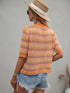 Women's Stripes Hollow Out Patchwork Knit Sweatshirt