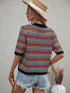 Women's Stripes Hollow Out Patchwork Knit Sweatshirt