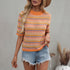 Women's Stripes Hollow Out Patchwork Knit Sweatshirt