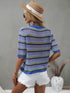 Women's Stripes Hollow Out Patchwork Knit Sweatshirt
