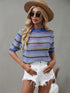 Women's Stripes Hollow Out Patchwork Knit Sweatshirt