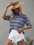 Women's Stripes Hollow Out Patchwork Knit Sweatshirt