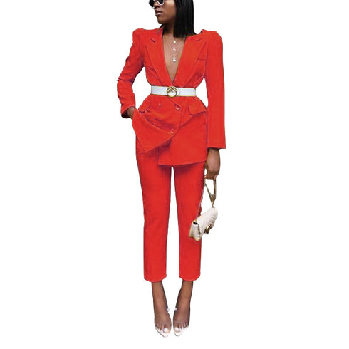 Women's Stylish Jacket Pants Suit Two Piece Outfits