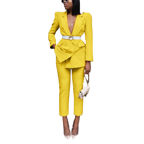 Women's Stylish Jacket Pants Suit Two Piece Outfits