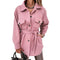 Women's Stylish Lapel with Lace-up Coat Outwear