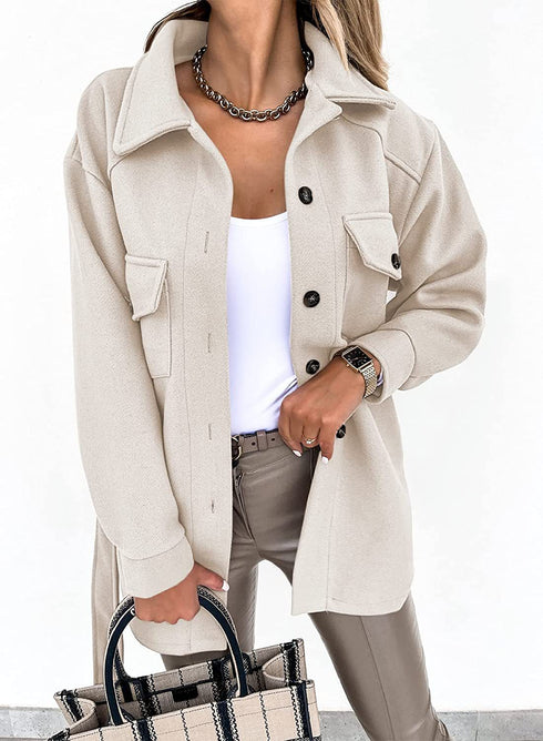 Women's Stylish Lapel with Lace-up Coat Outwear