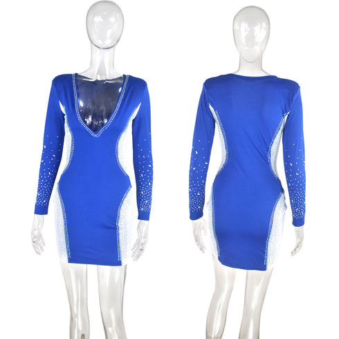 Women's Stylish Plus Size Hip Wrap Patchwork Dress