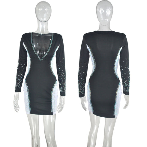 Women's Stylish Plus Size Hip Wrap Patchwork Dress