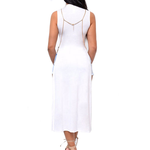 Women's Stylish Sexy Sleeveless Mesh Patchwork Dresses