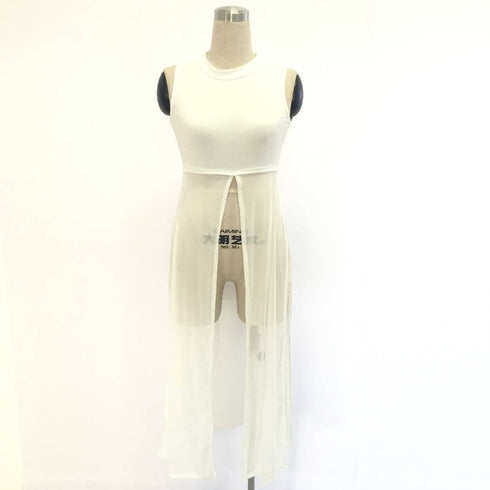 Women's Stylish Sexy Sleeveless Mesh Patchwork Dresses