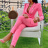 Women's Suit Jacket Straight Leg Pants Two Piece Outfits
