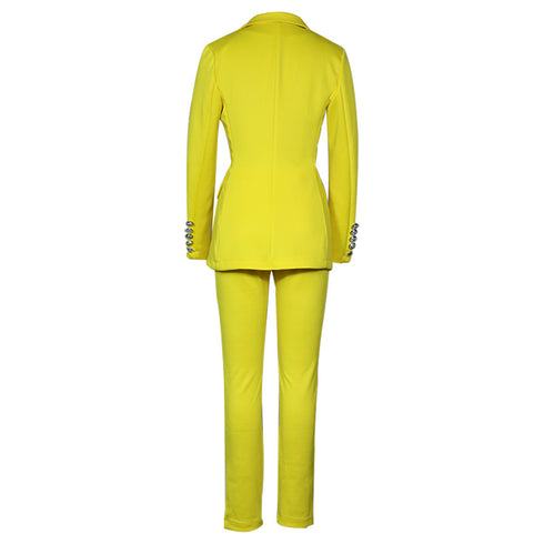 Women's Suit Jacket Straight Leg Pants Two Piece Outfits
