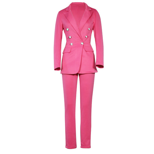 Women's Suit Jacket Straight Leg Pants Two Piece Outfits