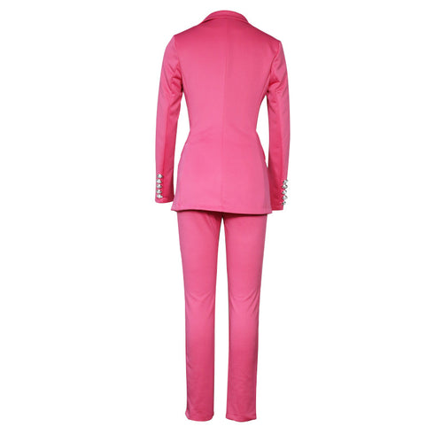 Women's Suit Jacket Straight Leg Pants Two Piece Outfits