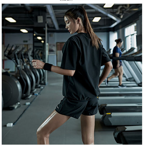 Women's Summer Running Sweat T-shirt Shorts Sauna Suits
