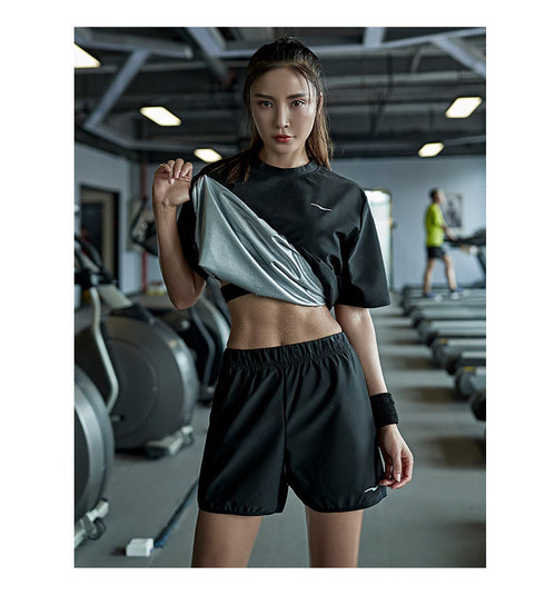 Women's Summer Running Sweat T-shirt Shorts Sauna Suits