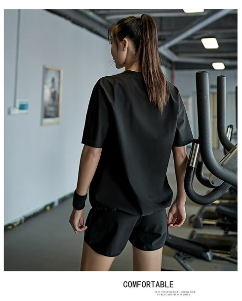 Women's Summer Running Sweat T-shirt Shorts Sauna Suits